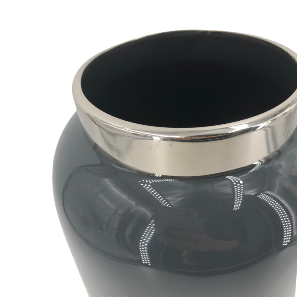 Gift Company Vase Saigon M, anthrazit mit Silberrand