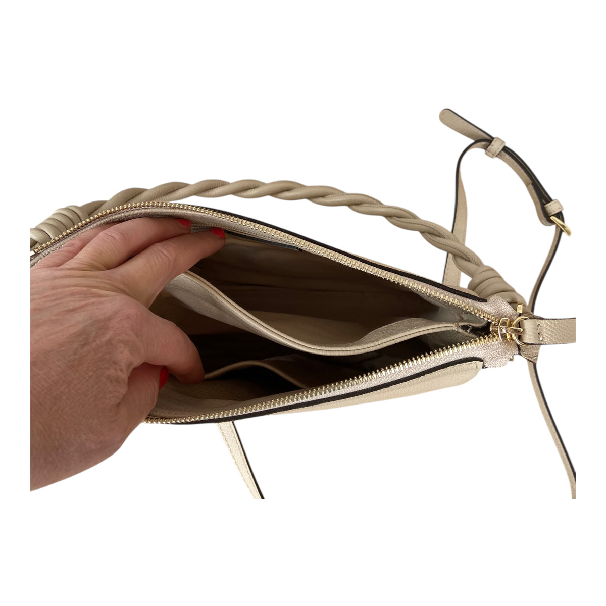 abro TWOFOLD Umhängetasche mit Einteilung, beige