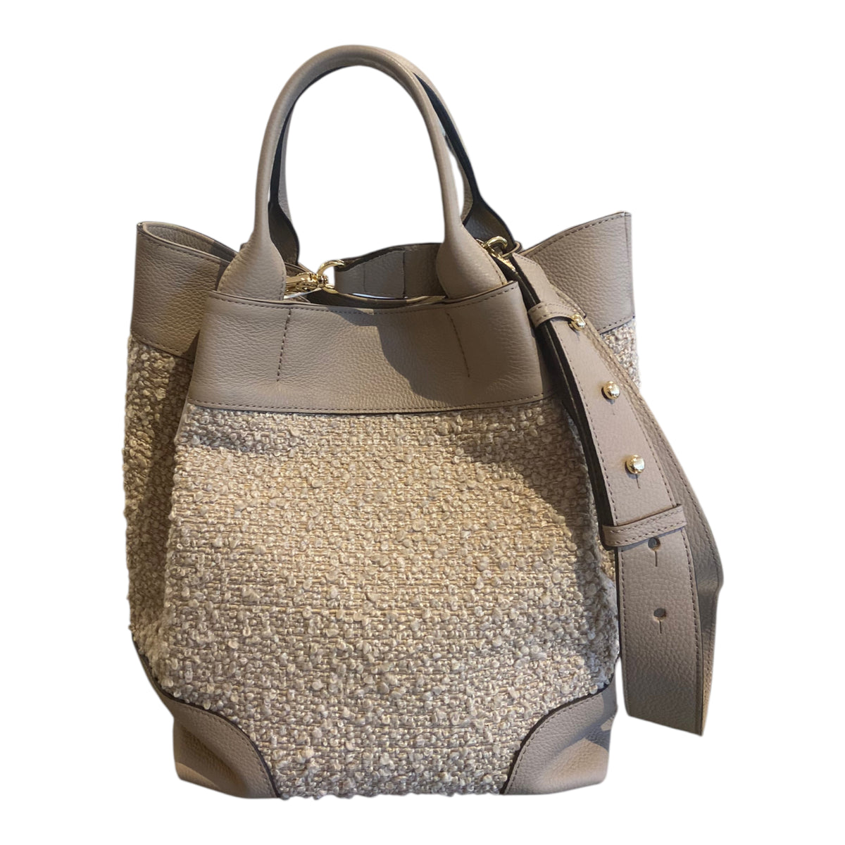 abro ESSENTIAL Shopper medium Leder & Bouclé, siena