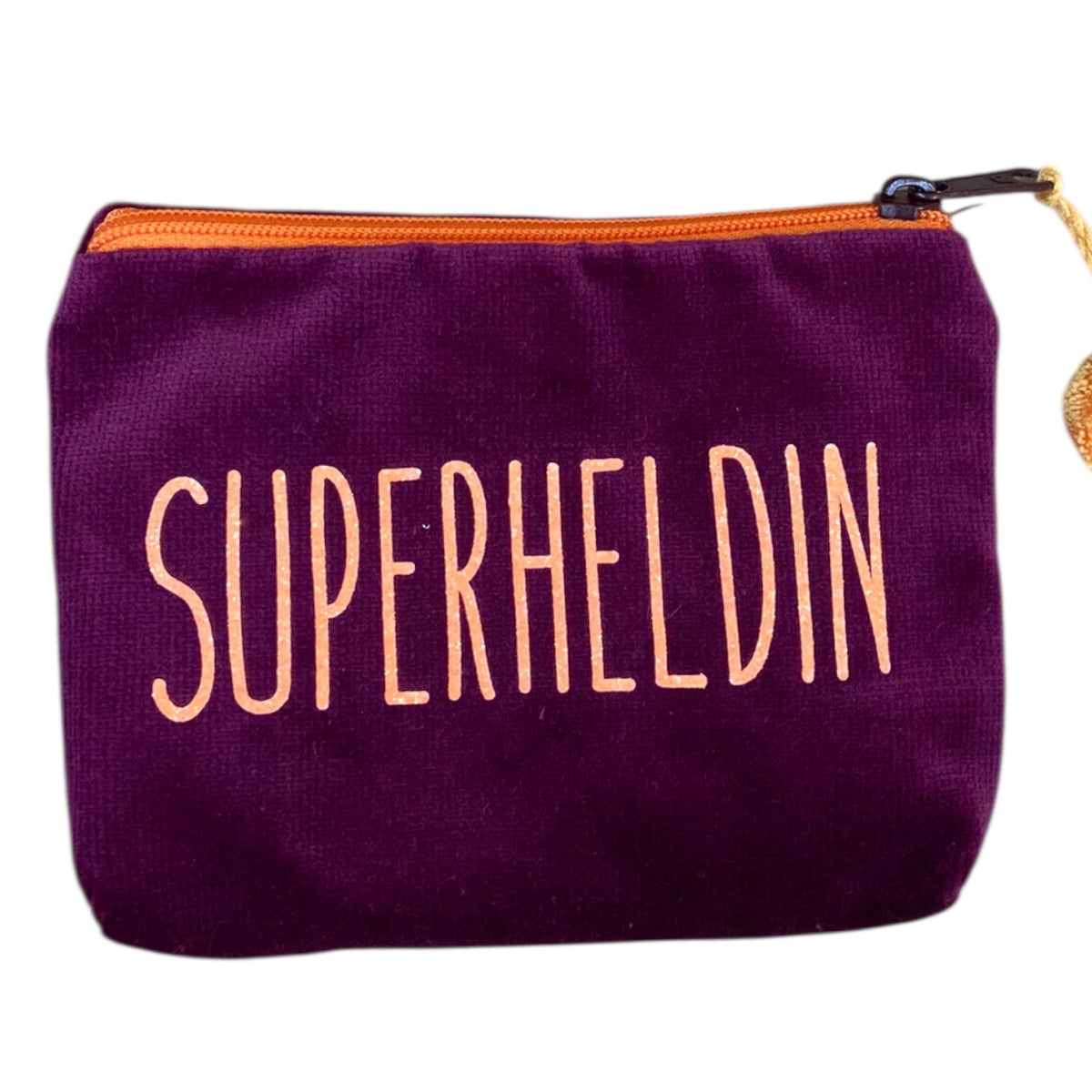 Frau Heidelberg Kosmetiktasche Beere, Neon orange Glitzer Superheldin