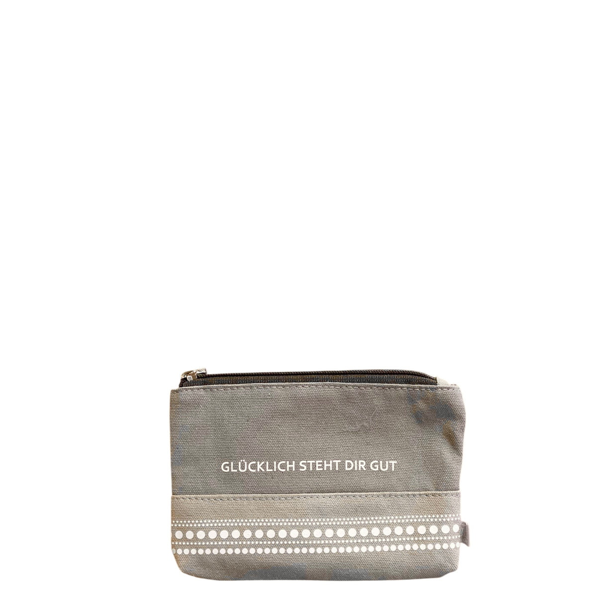 Kosmetiktasche & Taschen-Organizer S „Glücklich steht dir gut“ , grau