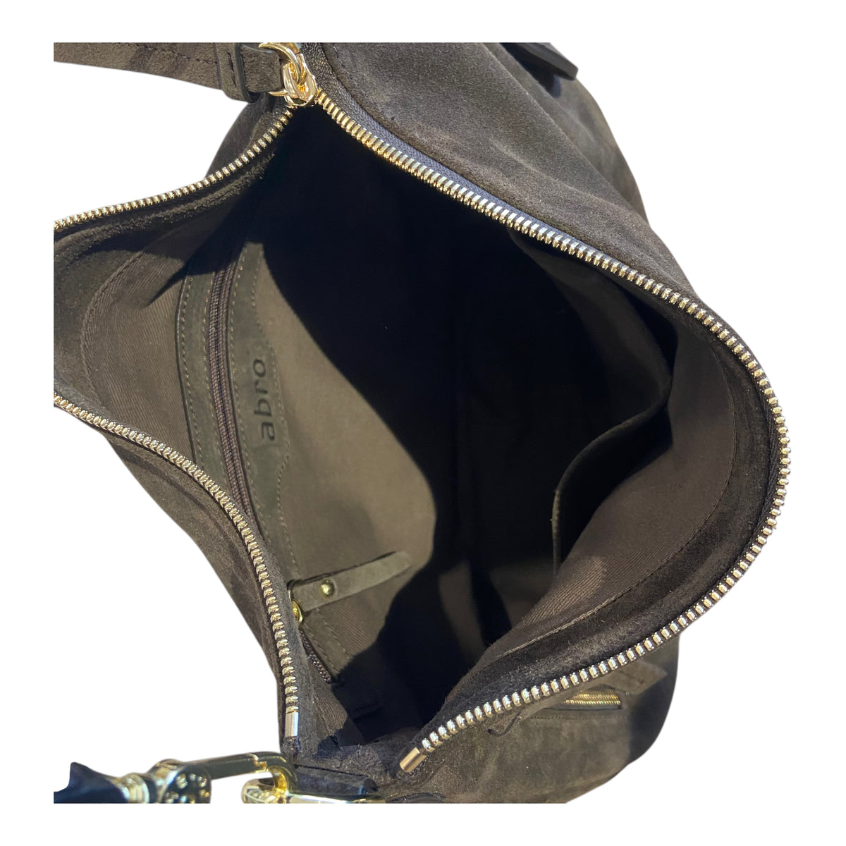 abro JUNA Hobo small velour, dark brown