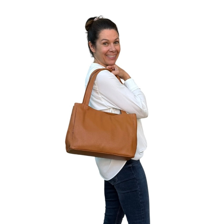 Maxima Arbeitstasche Schultertasche, biscotto cognac