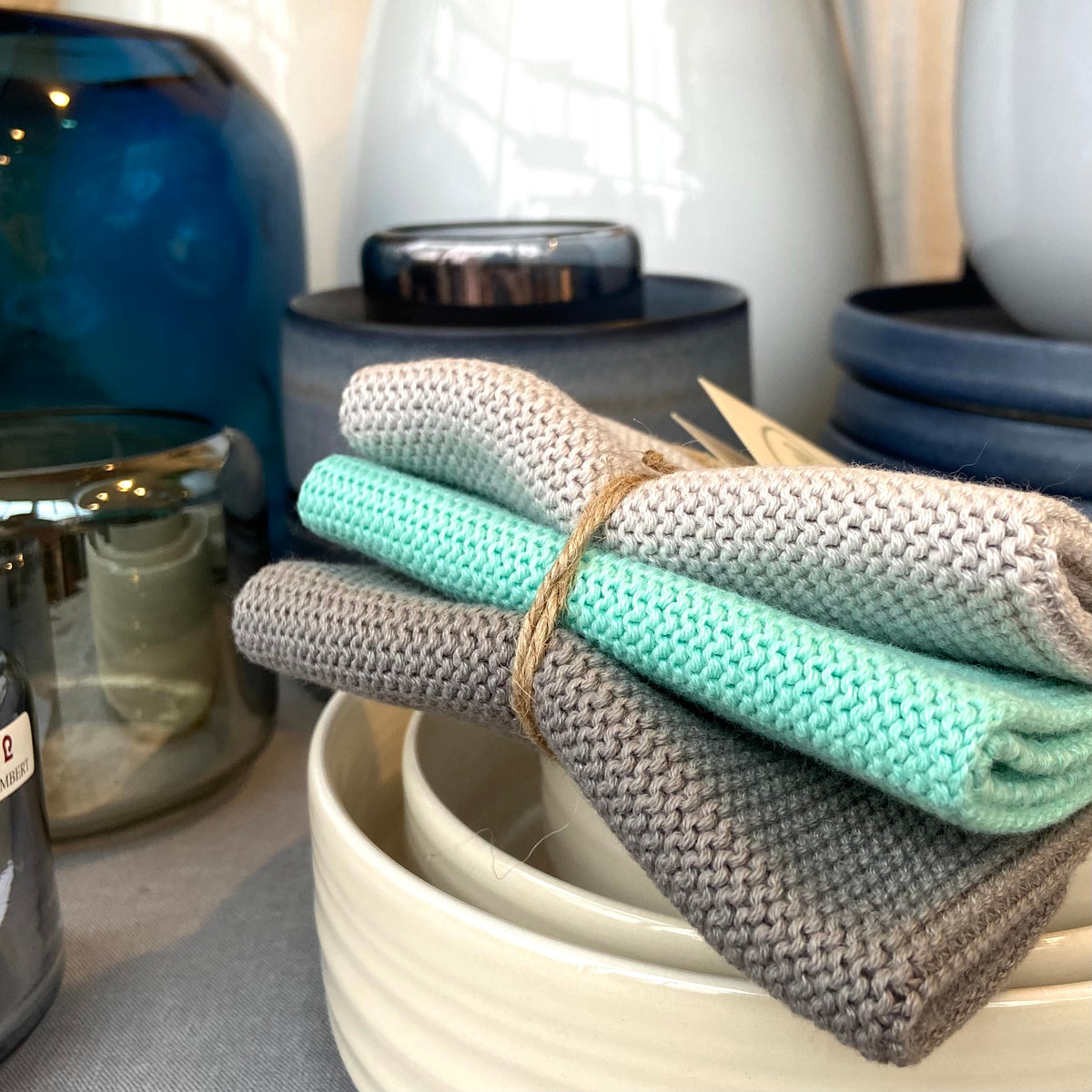 Solwang Design Wischtücher, Grau/Aqua