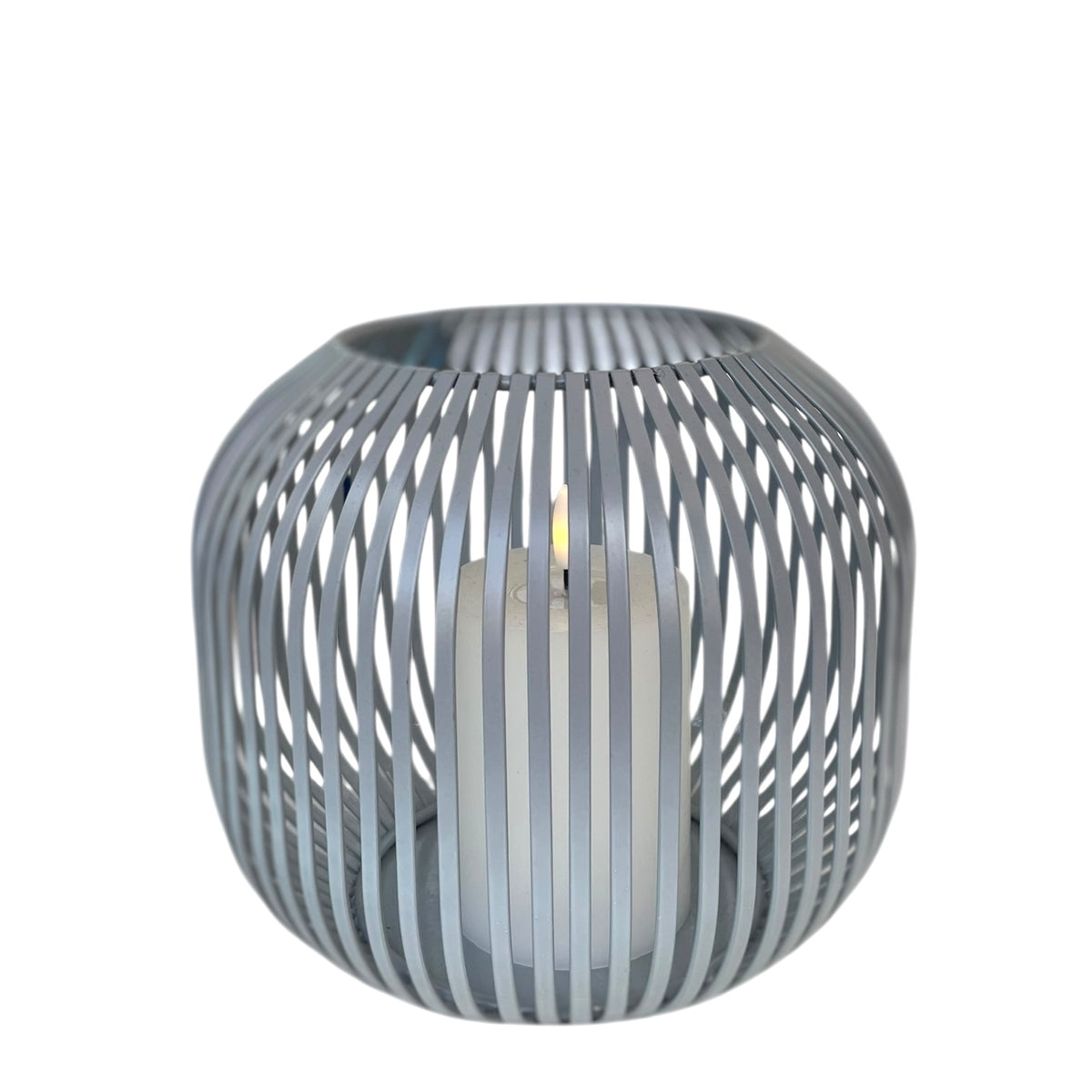 Windlicht Metall M grau inkl LED Kerze