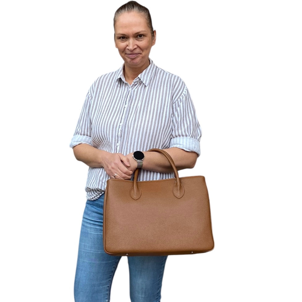 Maxima Handtasche groß cuoio, cognac