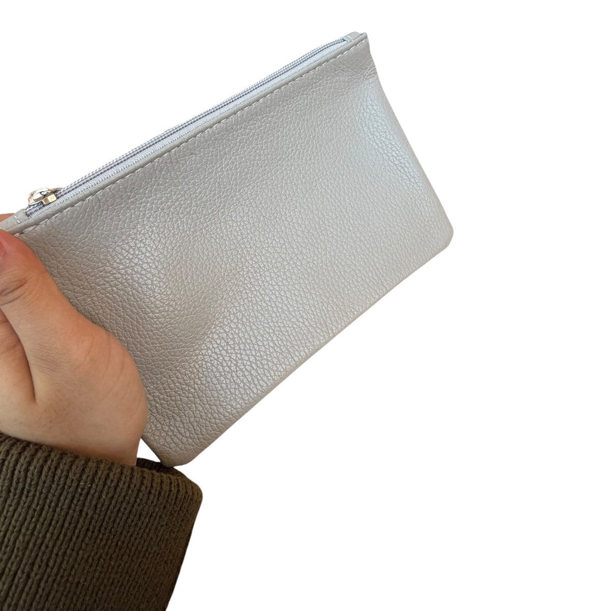 Kosmetiktasche &amp; Taschen-Organizer S aus Leder, grau