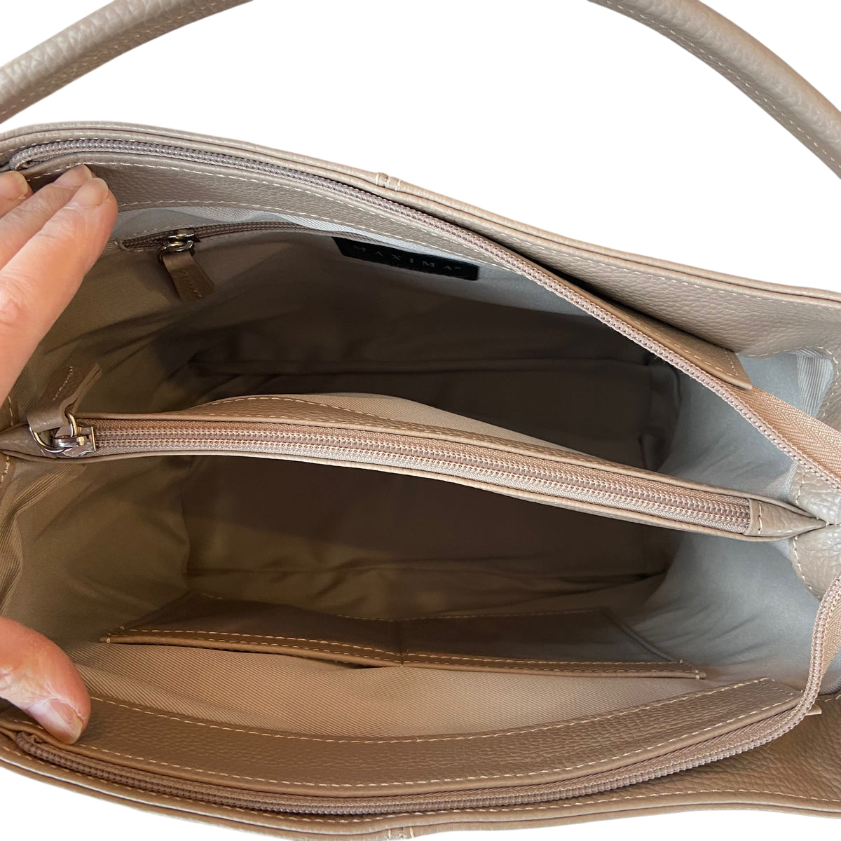 Maxima Schultertasche cappuccino, beige