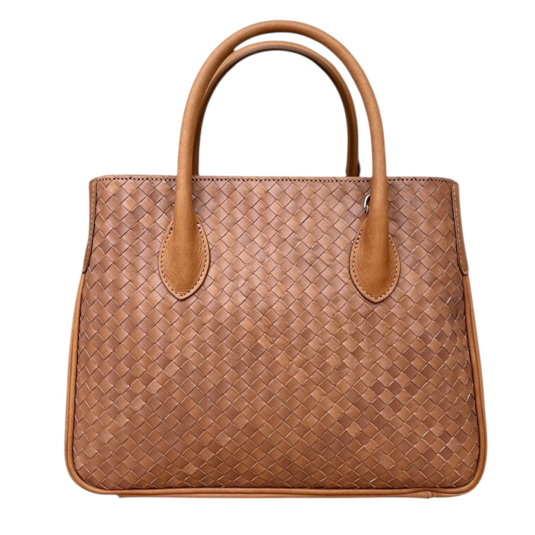 Maxima Handtasche im Flechtmuster klein, biscotto, cognac