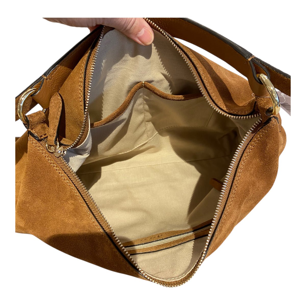 abro ALL IN ONE Hobo bag small, cuoio
