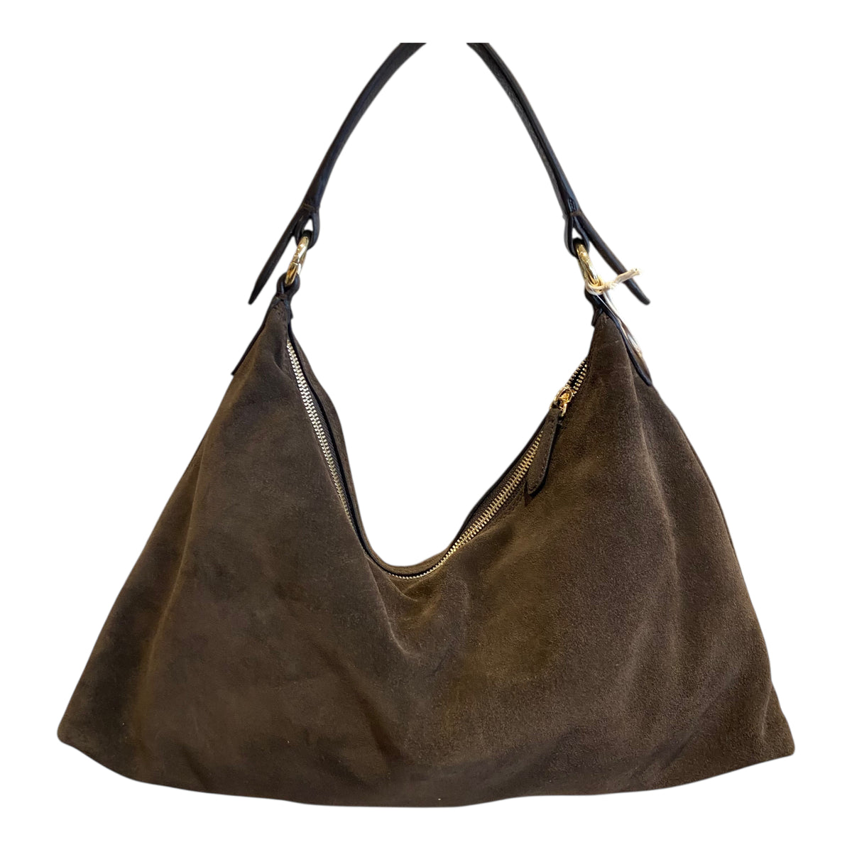 abro ALL IN ONE Hobo small velour, dark brown