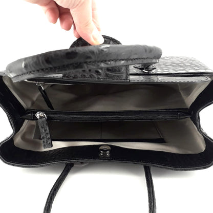 Maxima Tasche mittel, schwarz / Krokodil-Optik - Innen
