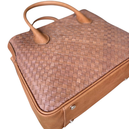 Maxima Handtasche im Flechtmuster klein, biscotto, cognac