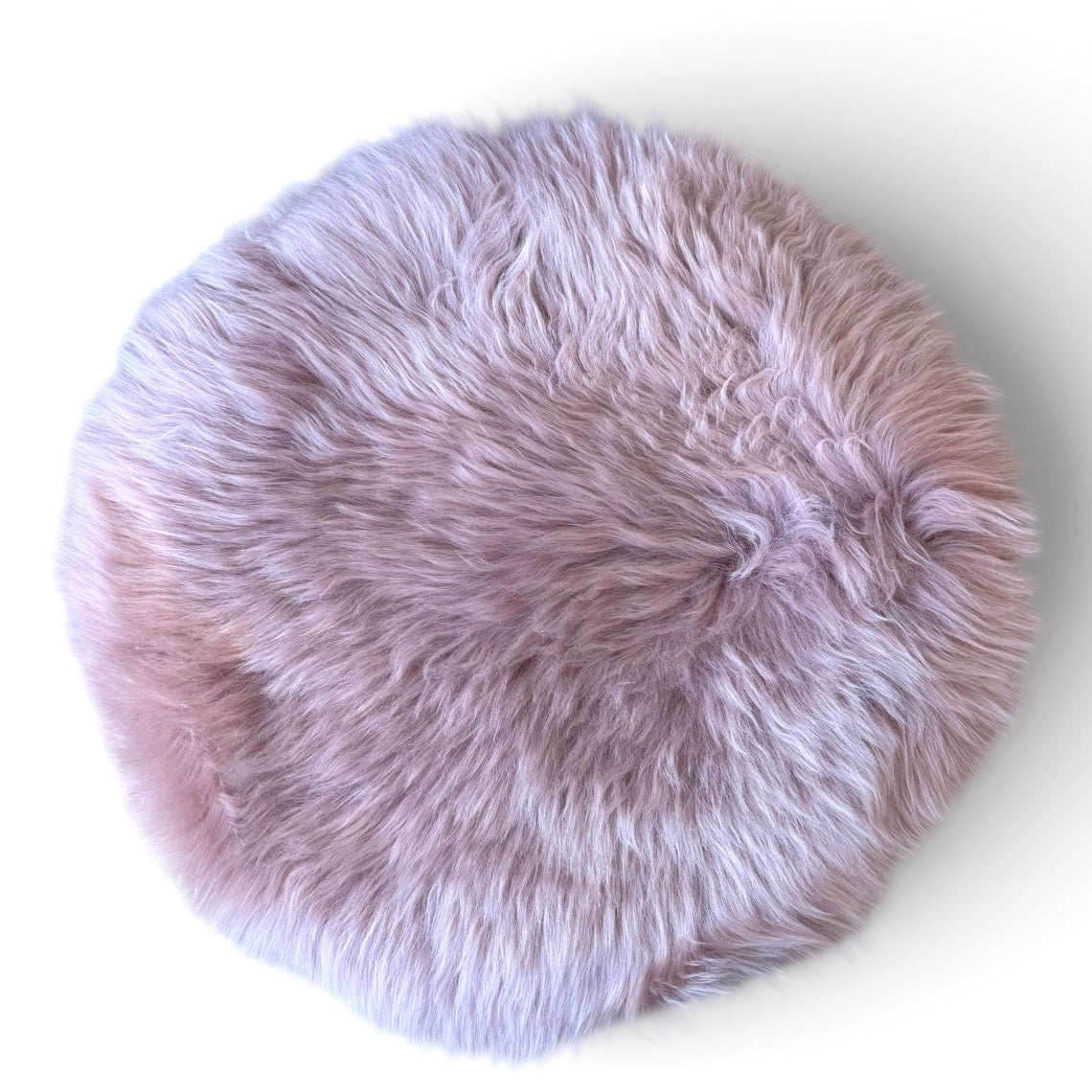 Sitzauflage Lammfell rund mauve rosa