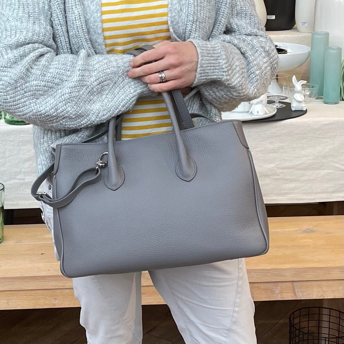 Maxima Handtasche mittel tortora, taubengrau