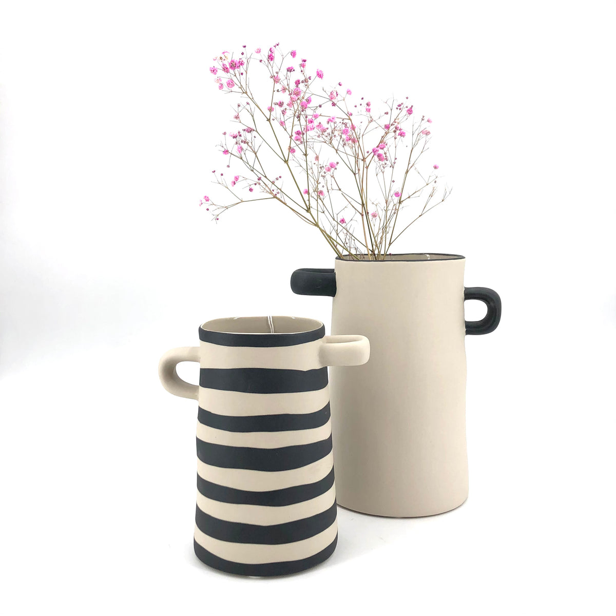 ASA Selection RAYU Vase klein natur schwarz gestreift Vorne