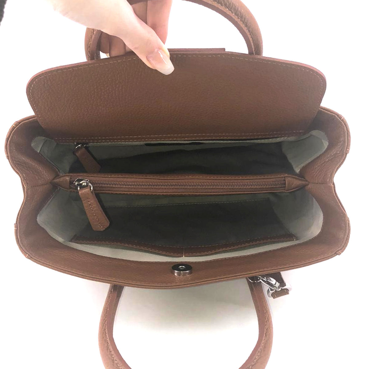 Maxima Handtasche klein, cognac/braun - Innen