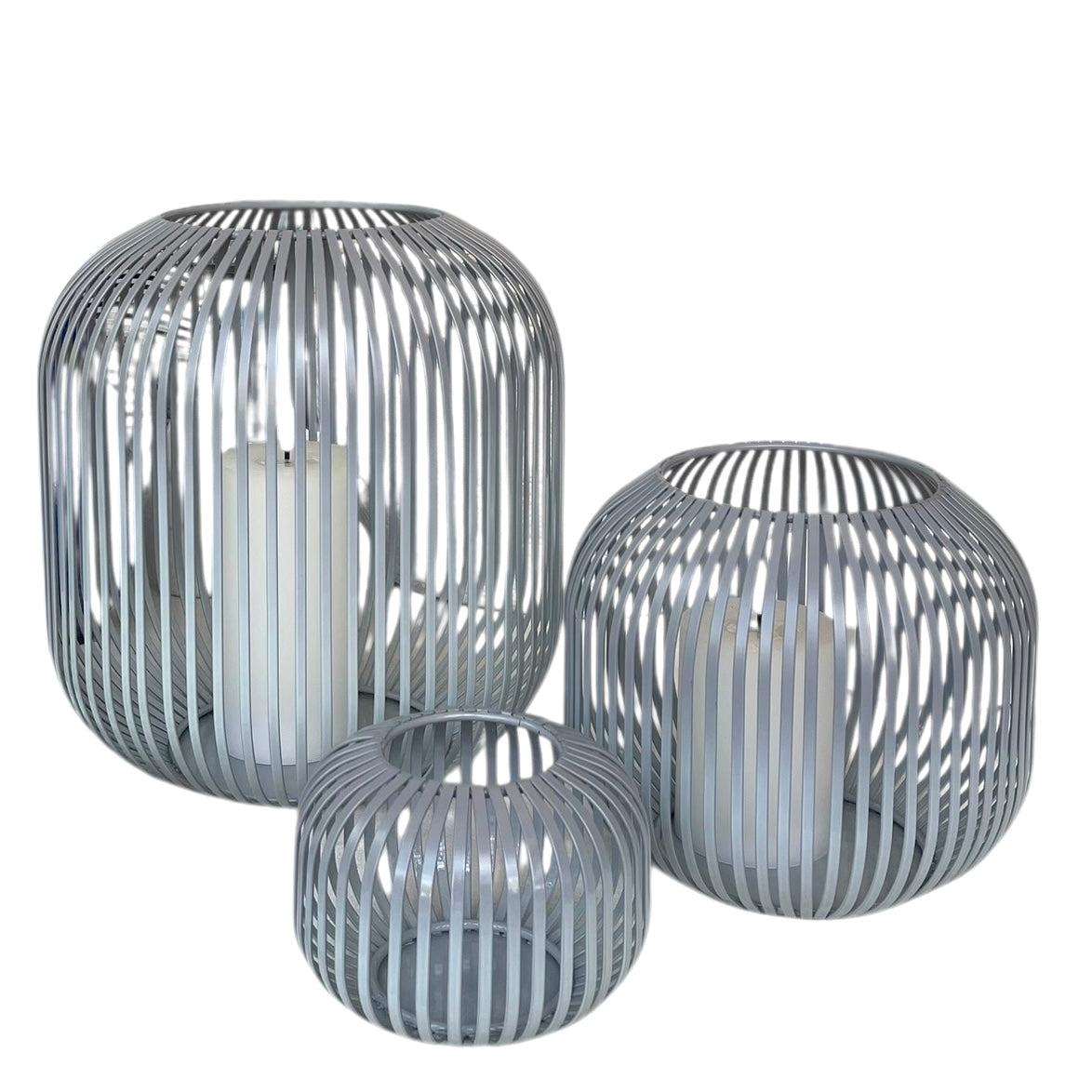Dekobeispiel Windlicht Metall M grau inkl LED Kerze
