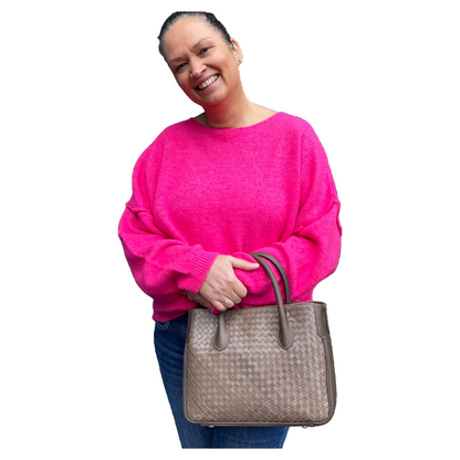 Maxima Handtasche Flecht klein, fango scuro, taupe
