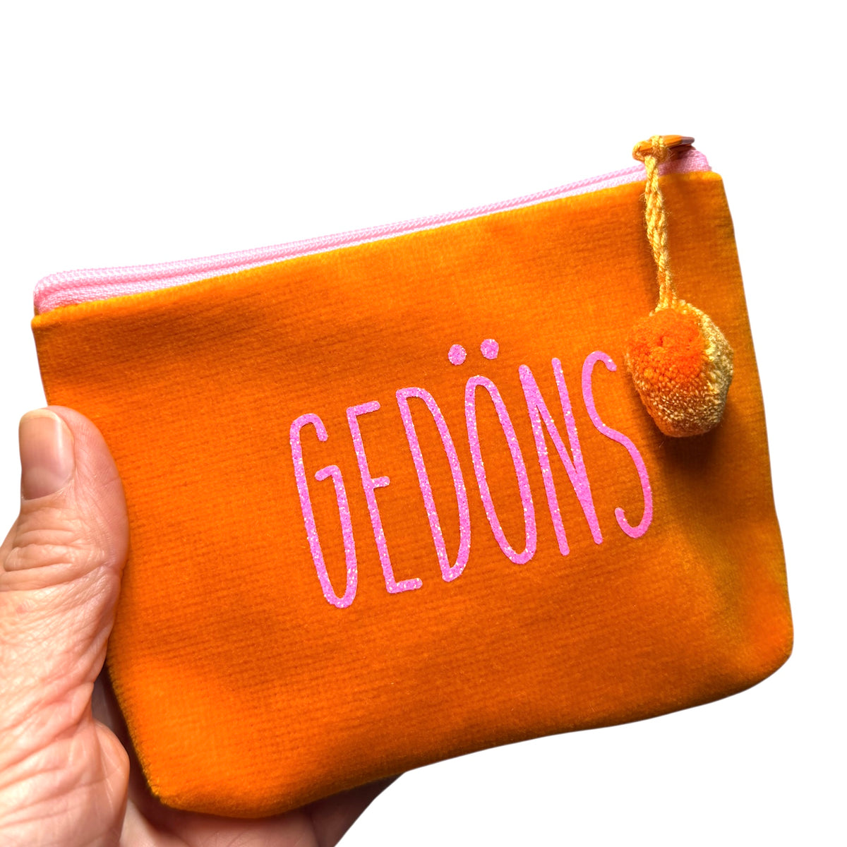 Frau Heidelberg Kosmetiktasche S orange mit neon pink GEDÖNS