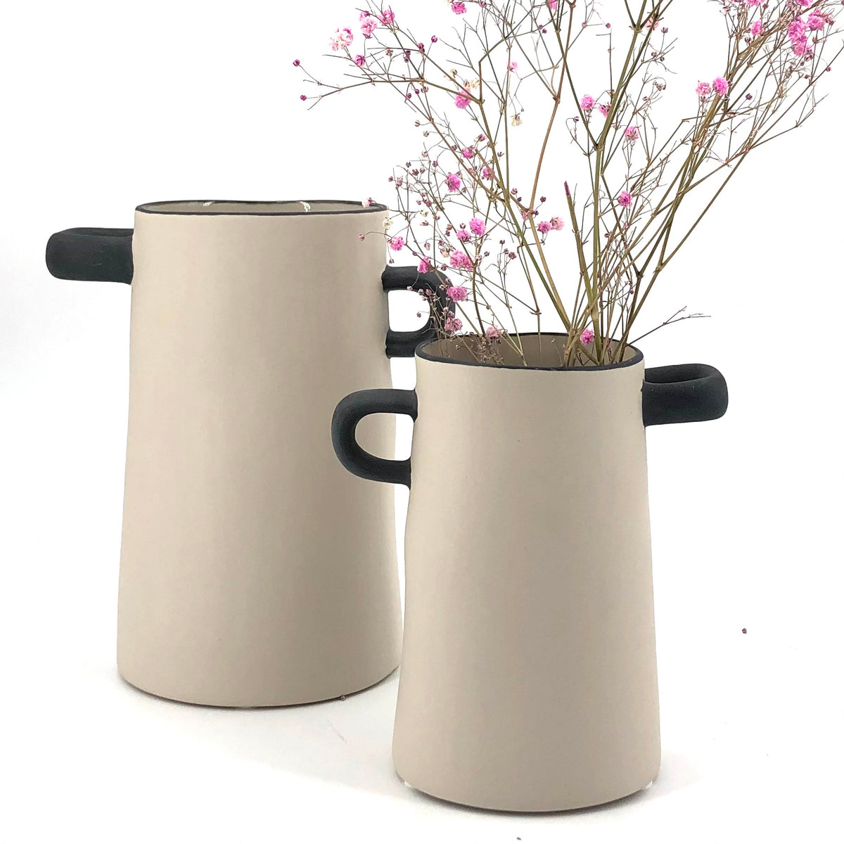ASA Selection RAYU Vase groß natur mit schwarzen Henkeln