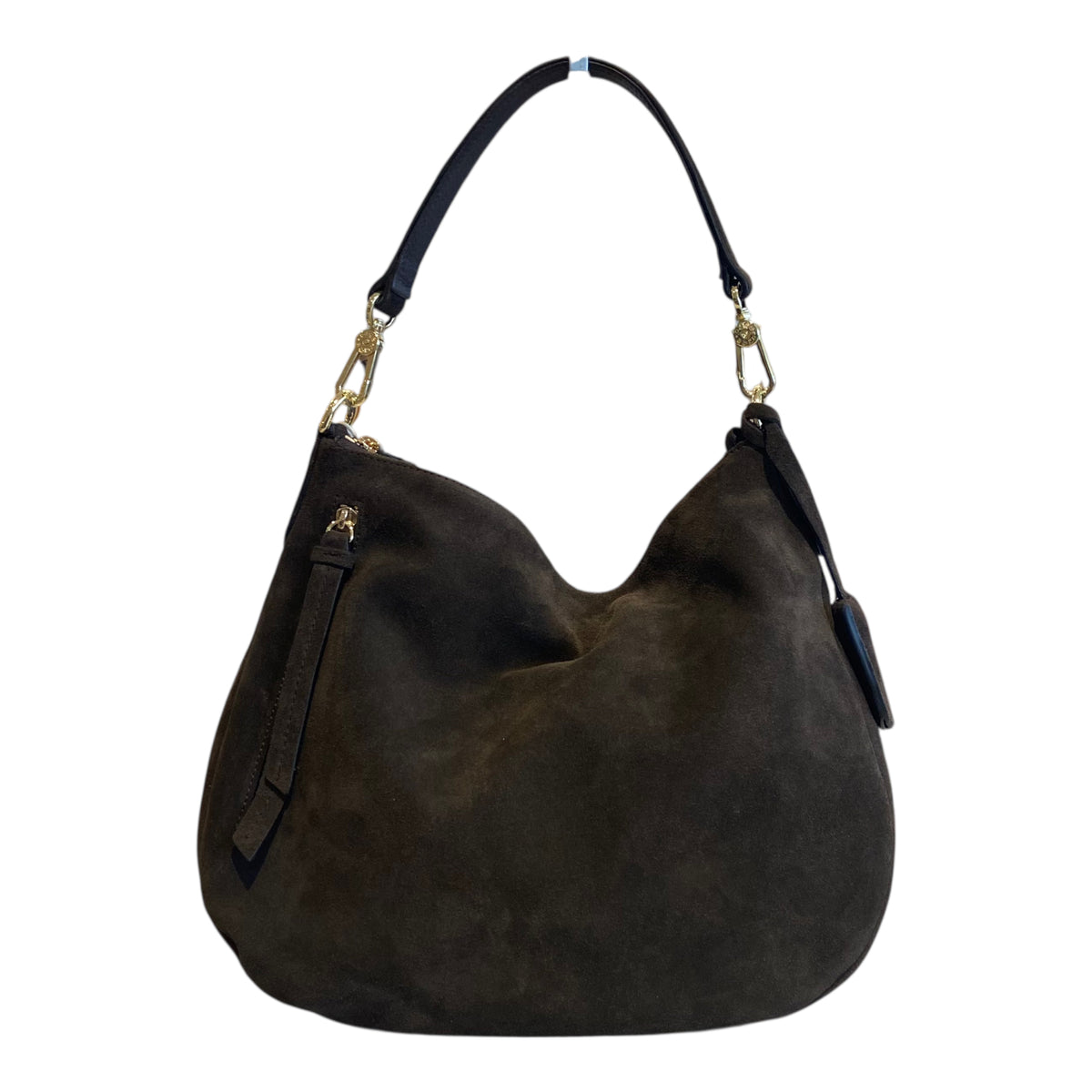 abro JUNA Hobo small velour, dark brown
