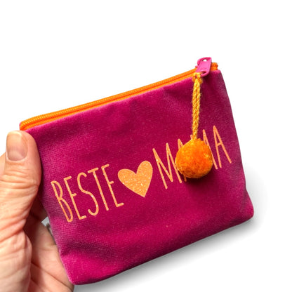 Frau Heidelberg Kosmetiktasche S pink mit NEON orange BESTE MAMA