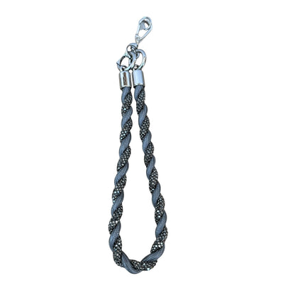 Glitter Schlüsselanhänger Grau &amp; Silber – kurzer Handy Strap