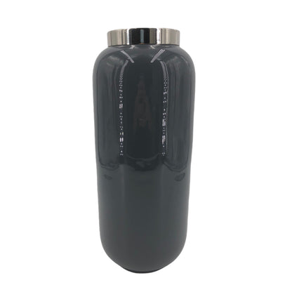 Gift Company Vase Saigon M, anthrazit mit Silberrand