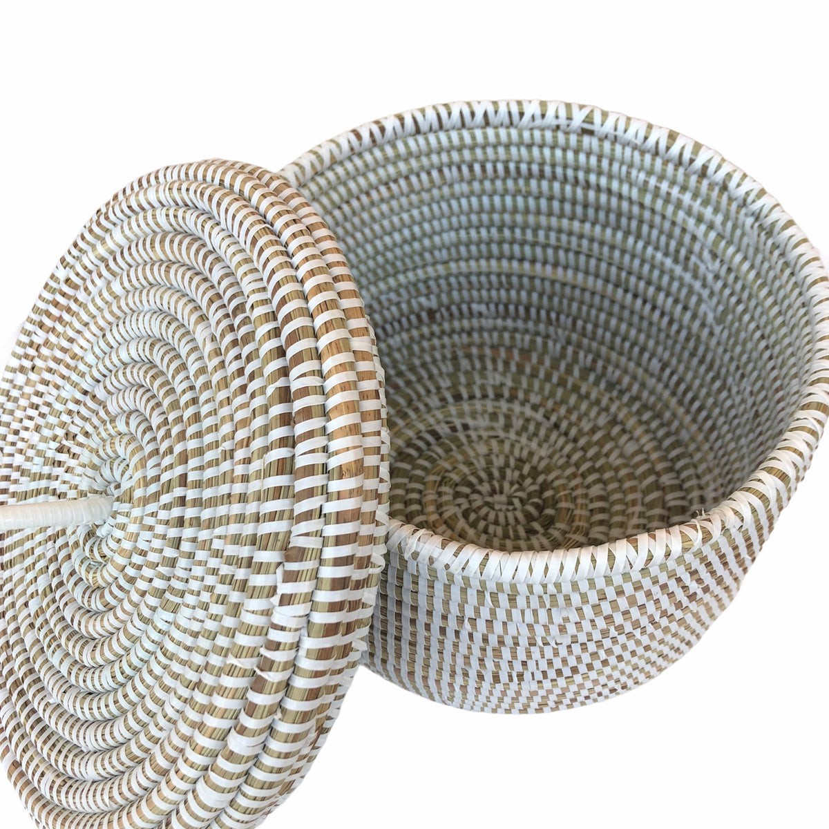 EA-Deco Korb mit Deckel Mittel natur/weiß