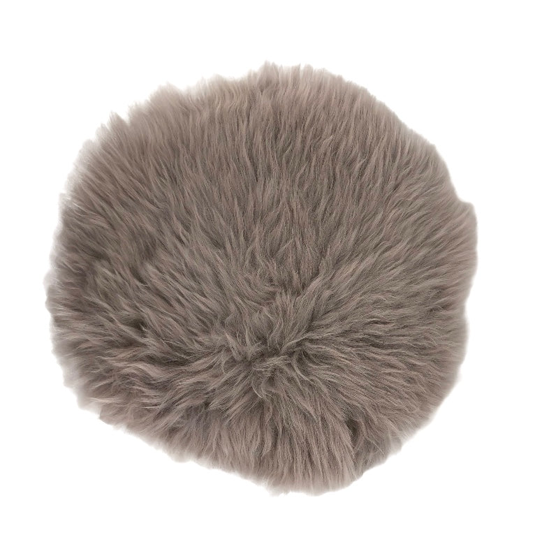 Sitzkissen Lammfell Rund, Taupe