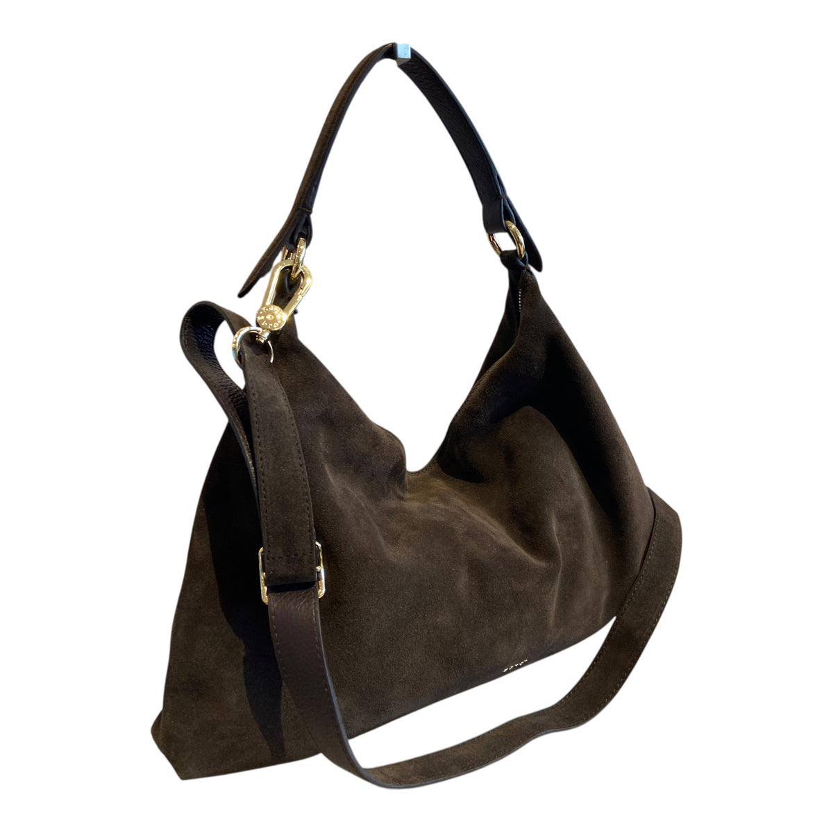 abro ALL IN ONE Hobo small velour, dark brown