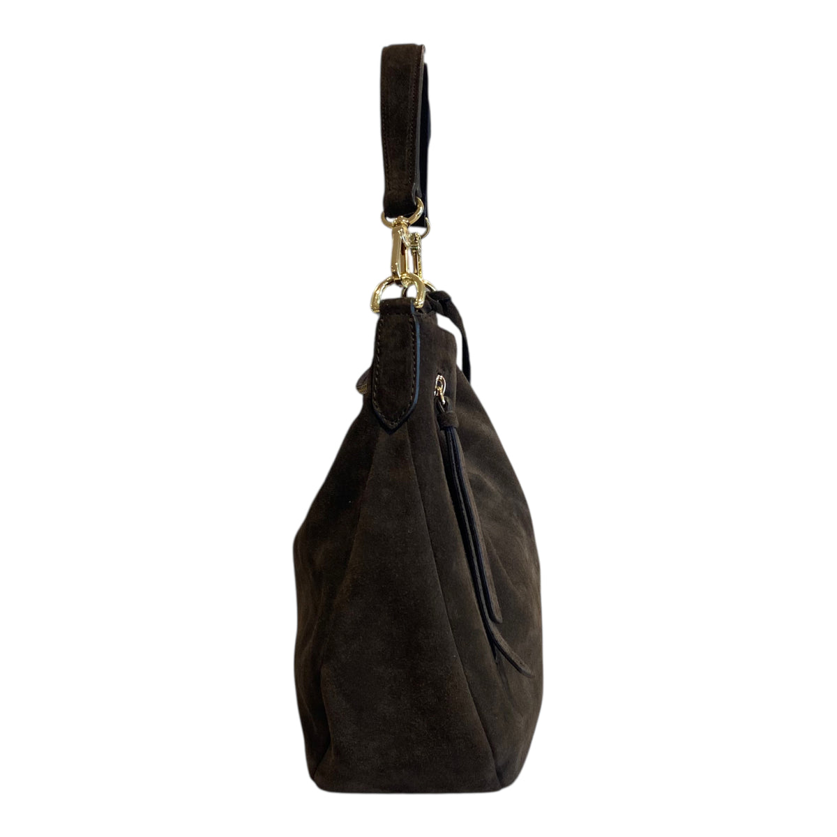 abro JUNA Hobo small velour, dark brown