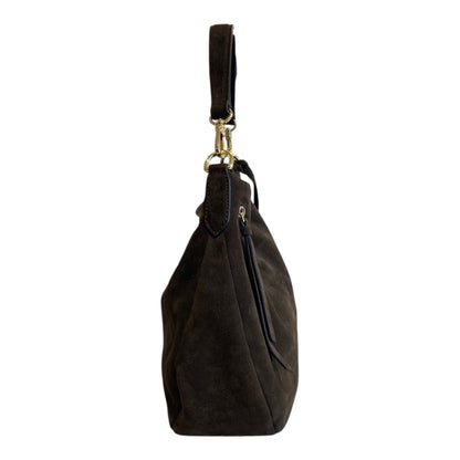 abro JUNA Hobo small velour, dark brown
