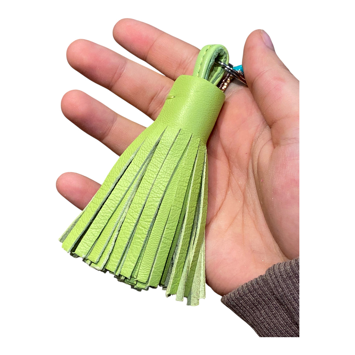 Leder Tassel Hellgrün – Quaste, Taschenanhänger &amp; Schlüsselanhänger