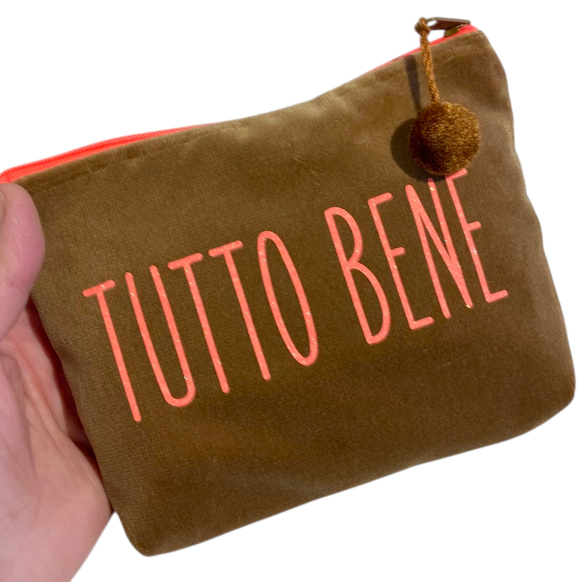 Frau Heidelberg Kosmetiktasche M cognac, Glitzer orange TUTTO BENE