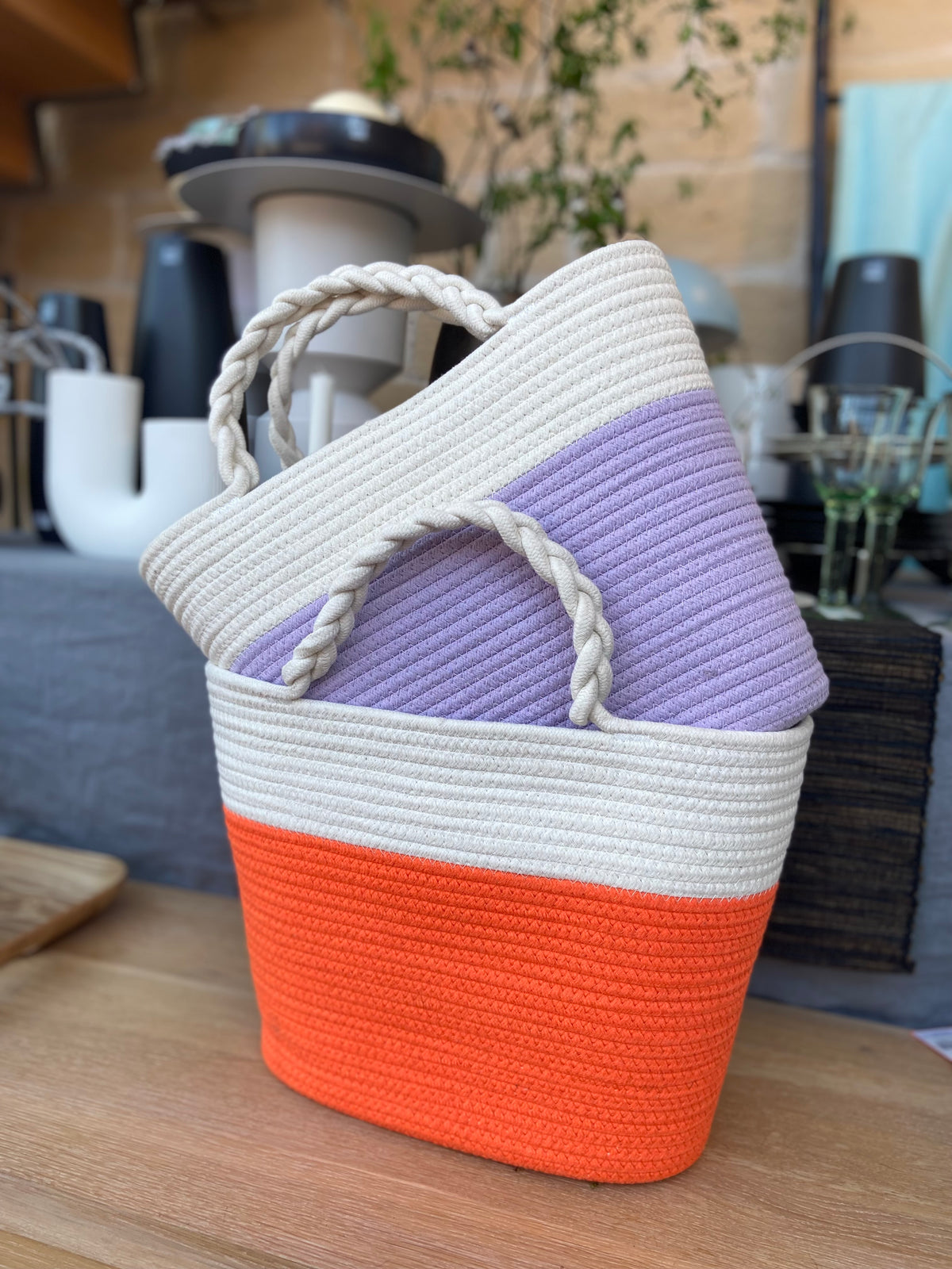 KAMOA Sommertasche Shopper Baumwolle weiß/orange
