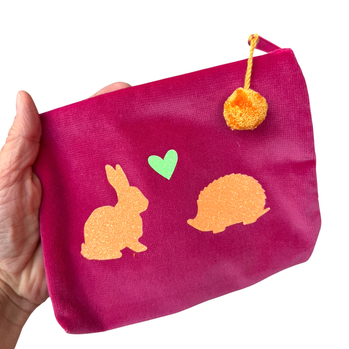 Frau Heidelberg Kosmetiktasche M pink NEON orange Hase &amp; Igel