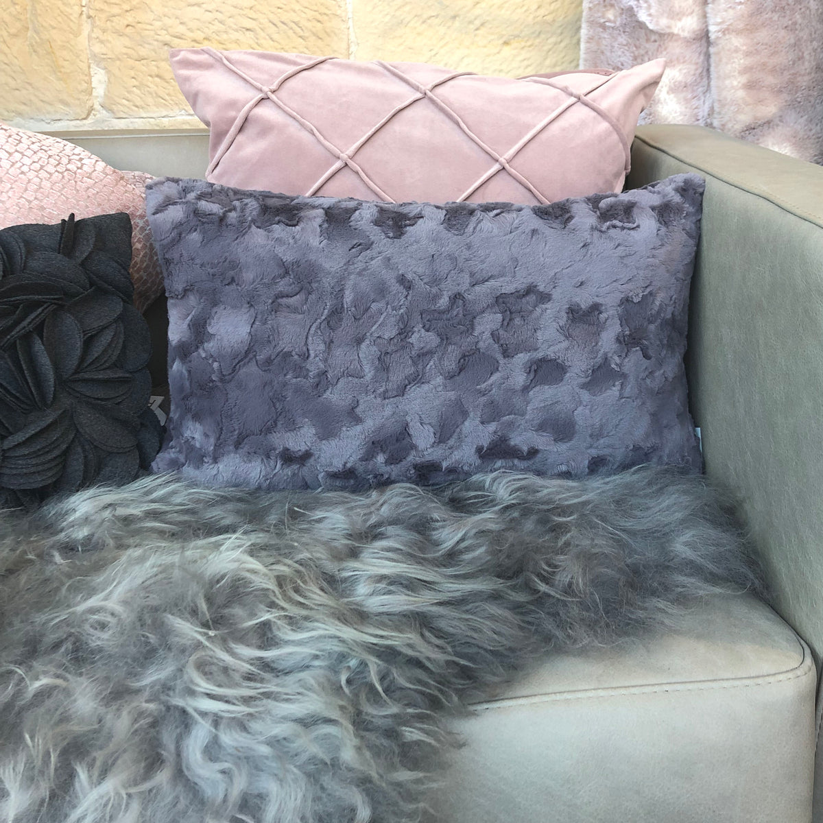 Kissen Pad Bardot stone grau