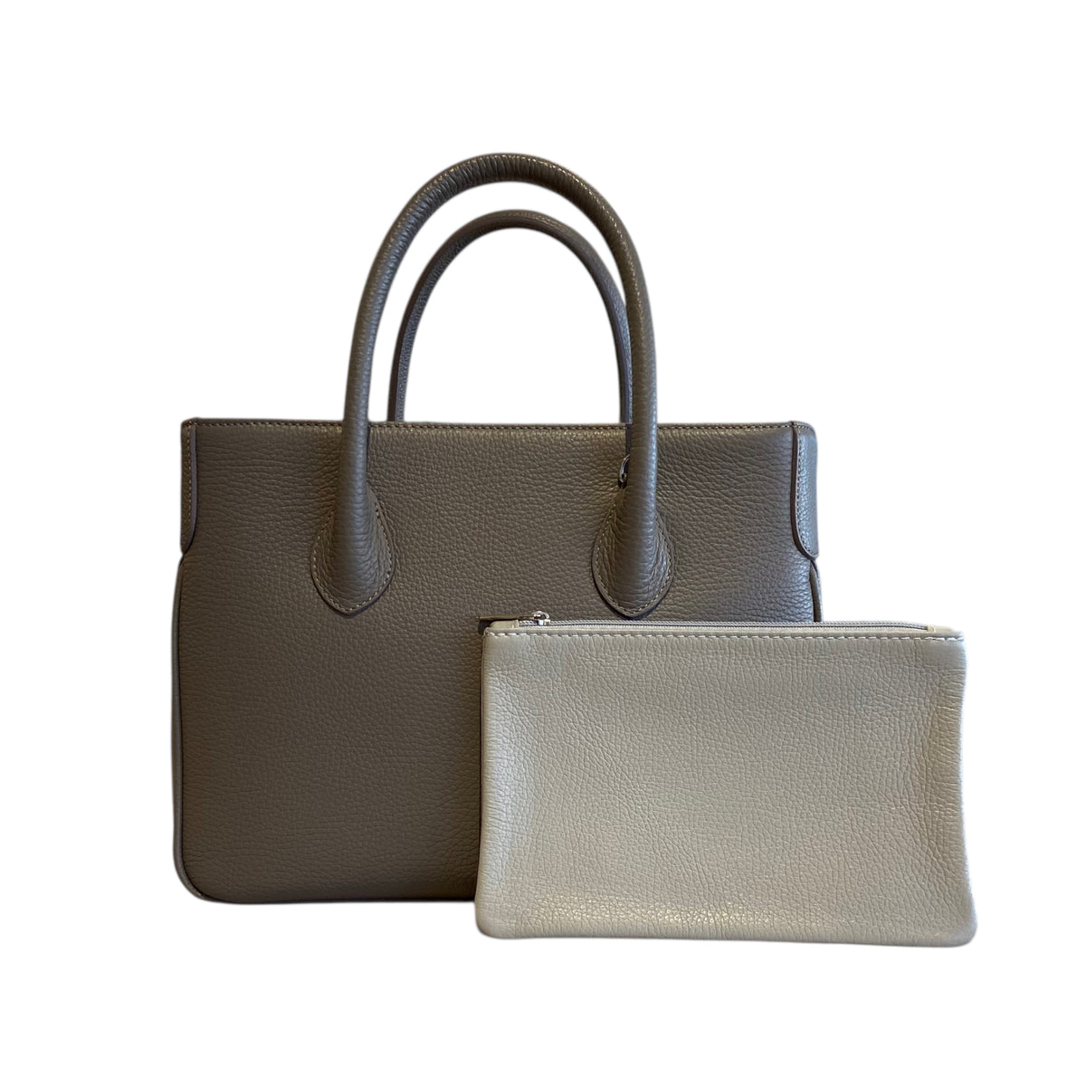 Kosmetiktasche &amp; Taschen-Organizer S aus Leder, grau