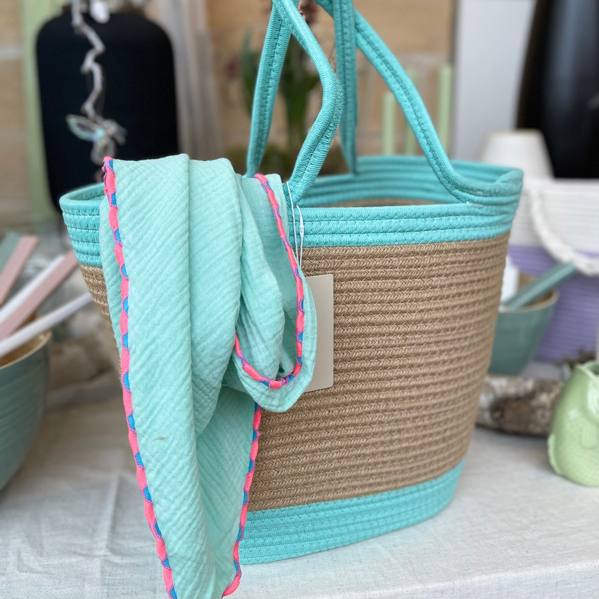 LOVELIES Sommertasche Shopper groß türkis (ohne Tuch)