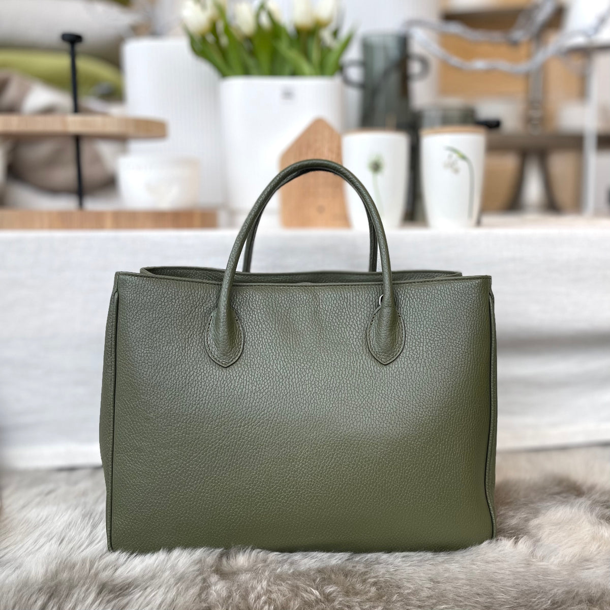Maxima Handtasche groß olive, oliv-grün