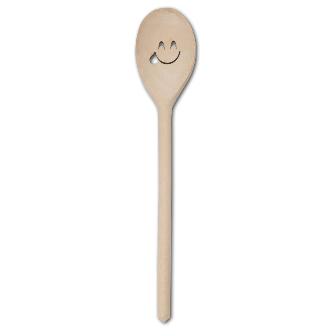 Holzlöffel mit rausgestreckter Zunge