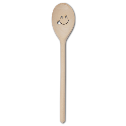 Holzlöffel mit rausgestreckter Zunge