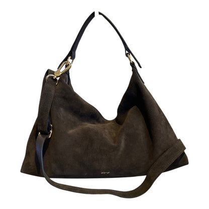 abro ALL IN ONE Hobo small velour, dark brown