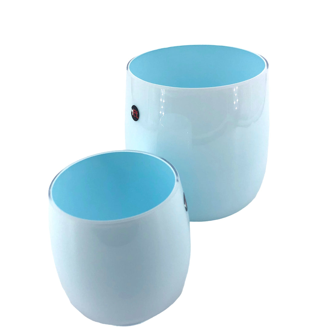 Mel Vase "Happy Spring" groß pastellblau Größenverhältnis