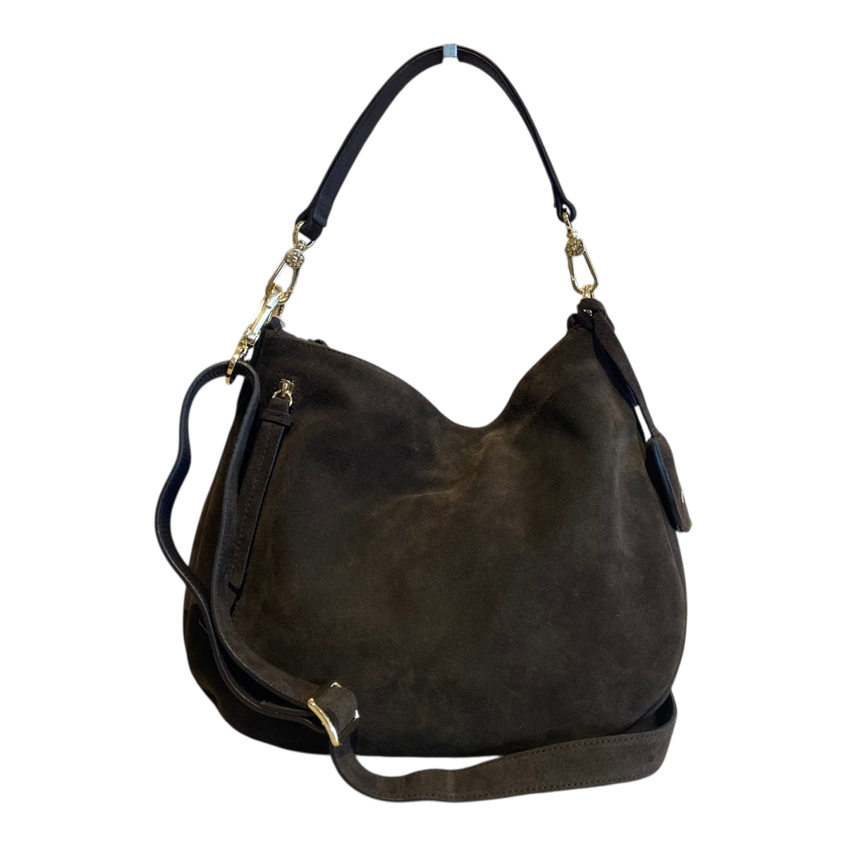 abro JUNA Hobo small velour, dark brown