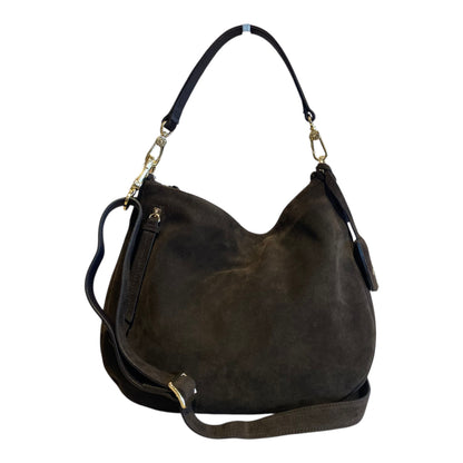 abro JUNA Hobo small velour, dark brown