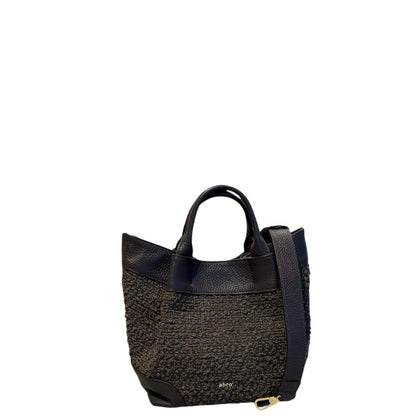 abro ESSENTIAL Handtasche small Leder &amp; Bouclé, dark brown