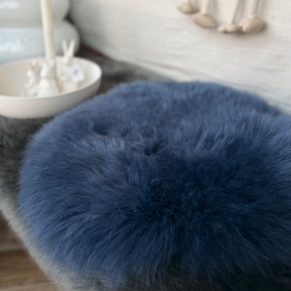 Sitzauflage Lammfell indigo dunkelblau